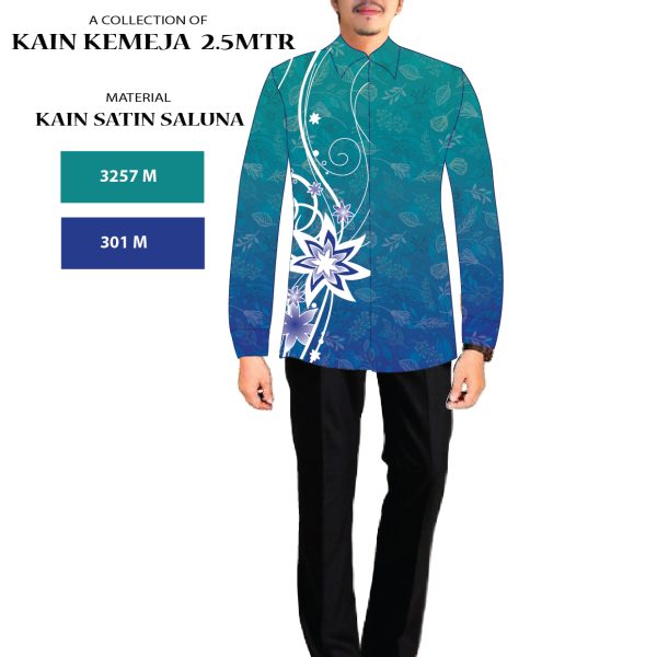 IR41-IR50: KAIN KEMEJA IRIS SATIN SALUNA - 2.5MTR (PRE-ORDER)