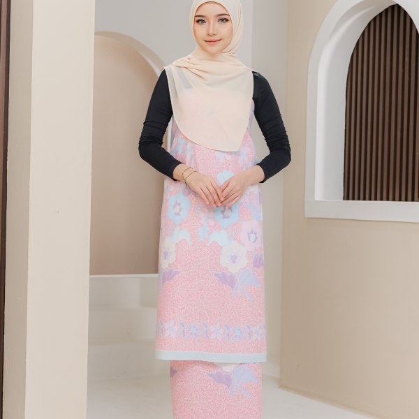ZG3410 - BATIK SARUNG NOOR ARFA VELVET  ENGLISH ROSE